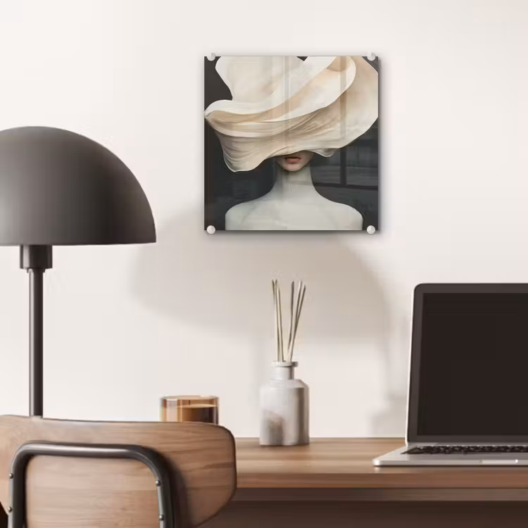 Vrouw - Beige - hoed plexiglas 5mm klein -sfeer6