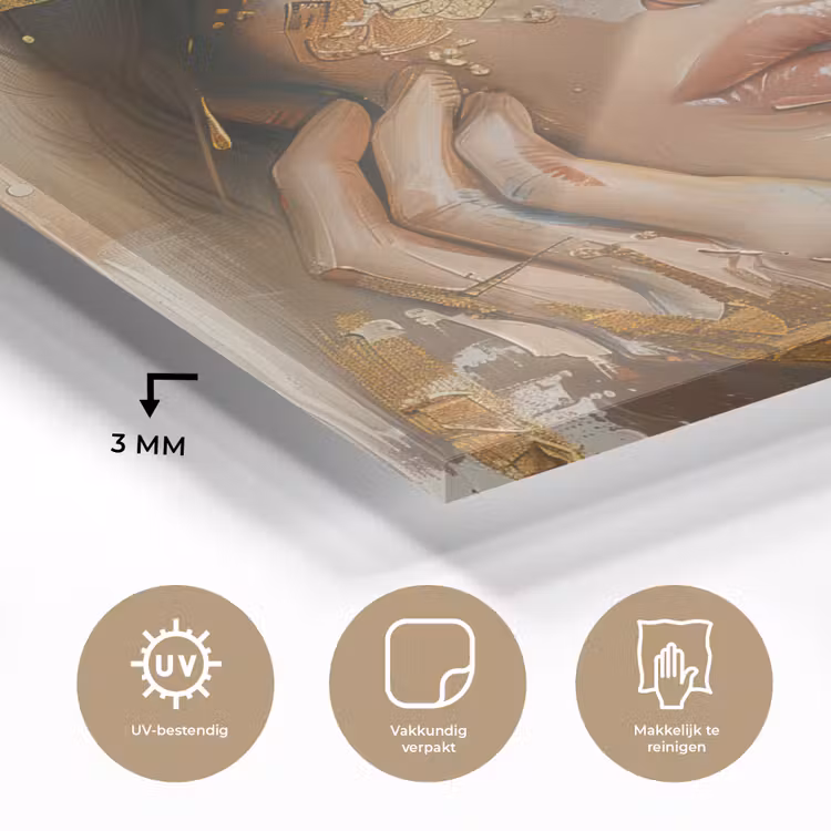 Vrouw - Bloemen - Goud - Portret plexiglas 5mm klein -sfeer2