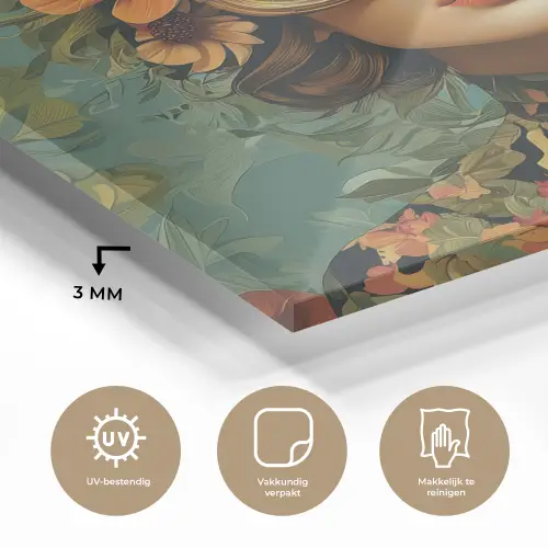 Vrouw - Bloemen - Vlinders - Natuur - Vintage plexiglas 5mm klein -sfeer2