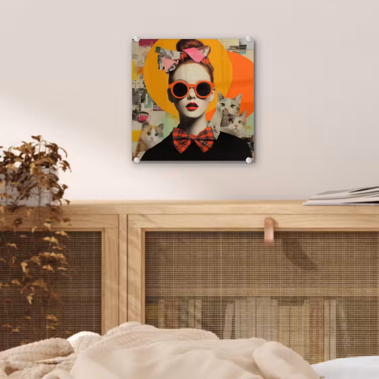 Vrouw - Bril - Strik - Retro plexiglas 5mm klein -sfeer4