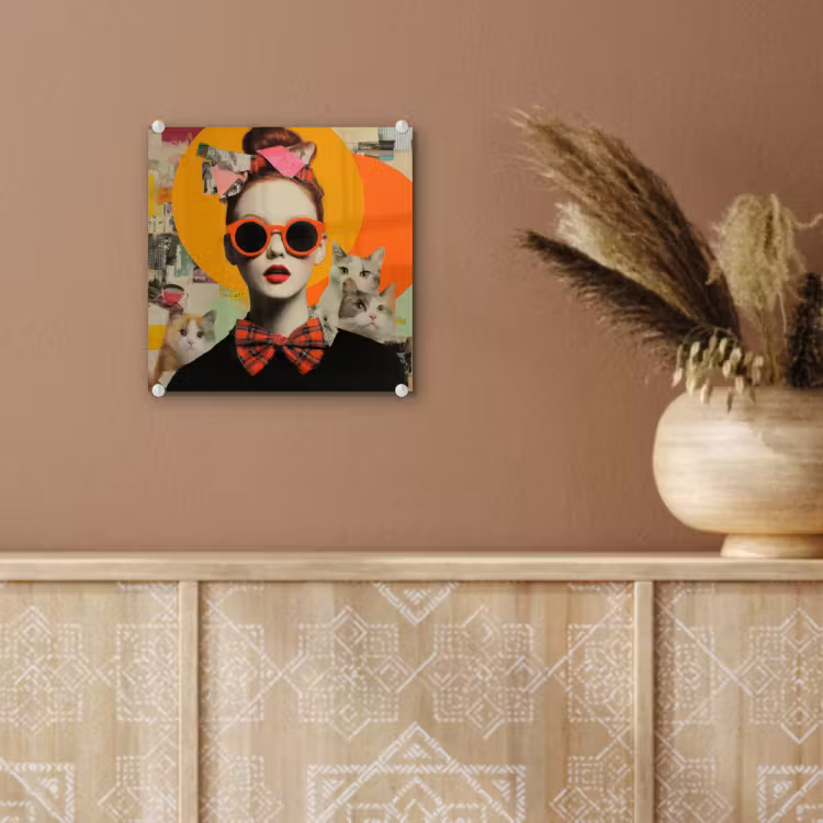 Vrouw - Bril - Strik - Retro plexiglas 5mm klein -sfeer5