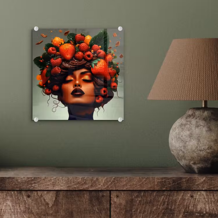 Vrouw - Chocolade - Frambozen - Aardbeien - Koekjes plexiglas 5mm klein -sfeer3