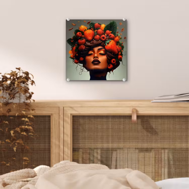 Vrouw - Chocolade - Frambozen - Aardbeien - Koekjes plexiglas 5mm klein -sfeer4