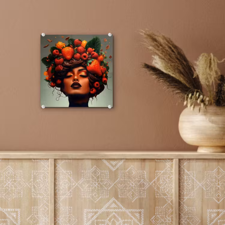 Vrouw - Chocolade - Frambozen - Aardbeien - Koekjes plexiglas 5mm klein -sfeer5