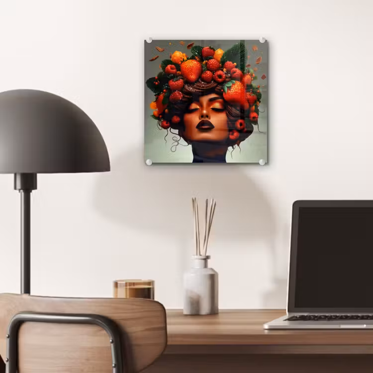 Vrouw - Chocolade - Frambozen - Aardbeien - Koekjes plexiglas 5mm klein -sfeer6