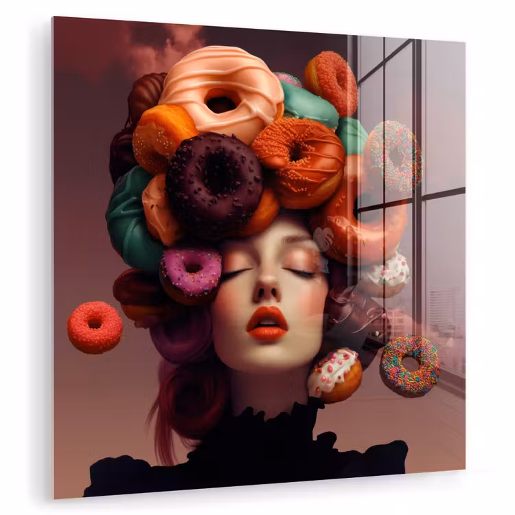 Vrouw - Donuts - Kleurrijk plexiglas 5mm klein -zzzproduct_nieuw