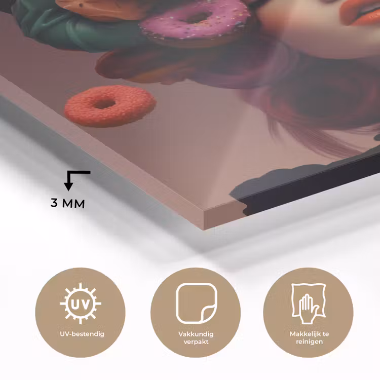 Vrouw - Donuts - Kleurrijk plexiglas 5mm klein -sfeer2