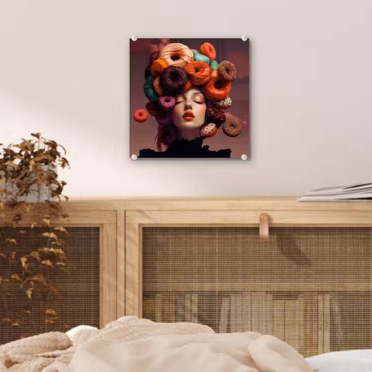 Vrouw - Donuts - Kleurrijk plexiglas 5mm klein -sfeer4