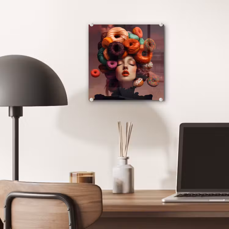 Vrouw - Donuts - Kleurrijk plexiglas 5mm klein -sfeer6