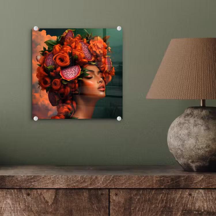 Vrouw - Drankenfruit - Rozen plexiglas 5mm klein -sfeer3