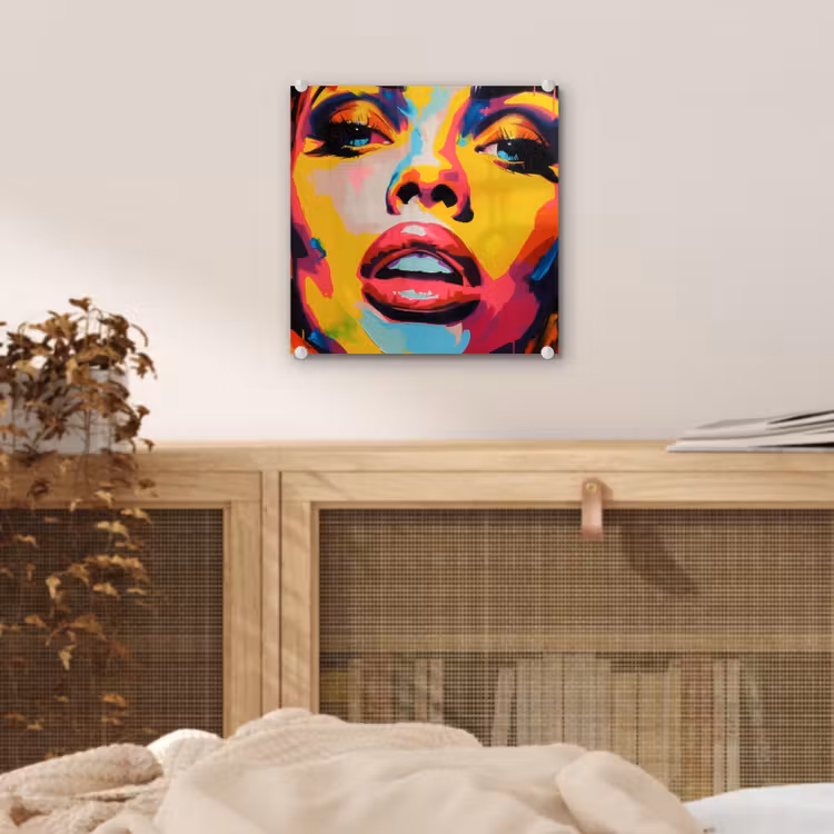 Vrouw - Gezicht - Kleurrijk plexiglas 5mm klein -sfeer4