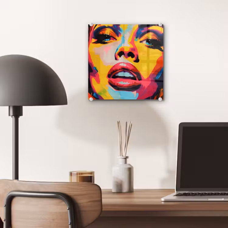 Vrouw - Gezicht - Kleurrijk plexiglas 5mm klein -sfeer6