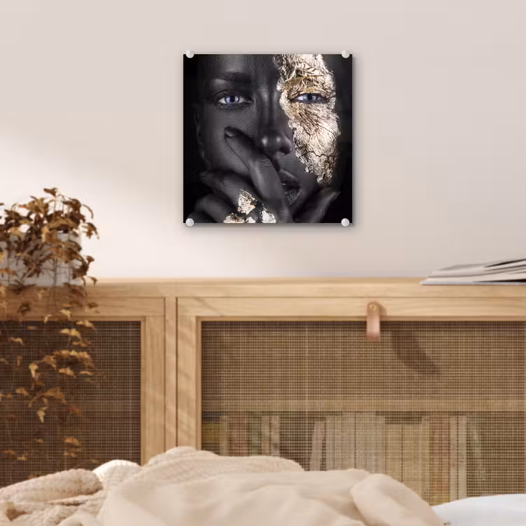 Vrouw - Goud - Zwart - Schmink - Luxe plexiglas 5mm klein -sfeer4