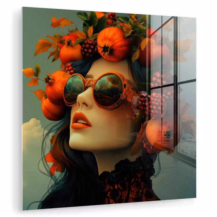 Vrouw - Granaatappel - Herfst - Zonnebril plexiglas 5mm klein -zzzproduct_nieuw