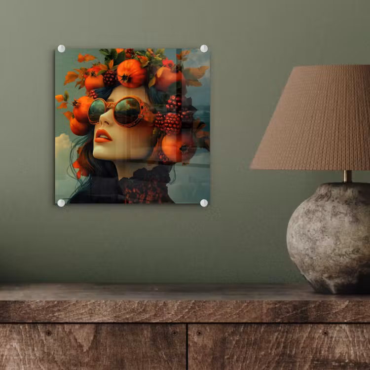 Vrouw - Granaatappel - Herfst - Zonnebril plexiglas 5mm klein -sfeer3