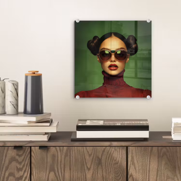 Vrouw - Groen - Bril - Aesthetic - Modern plexiglas 5mm klein -sfeer1
