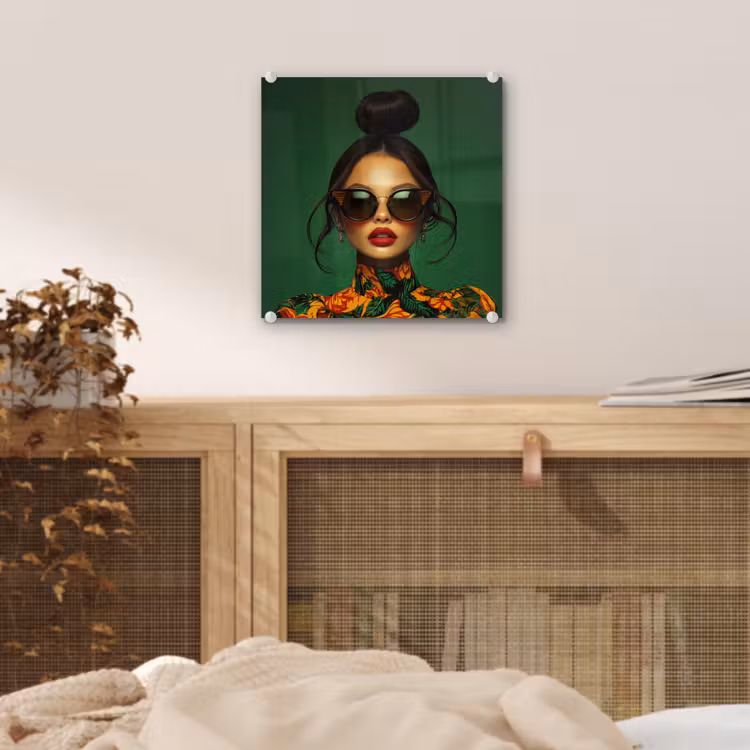 Vrouw - Groen - Modern - Bril - Abstract plexiglas 5mm klein -sfeer4