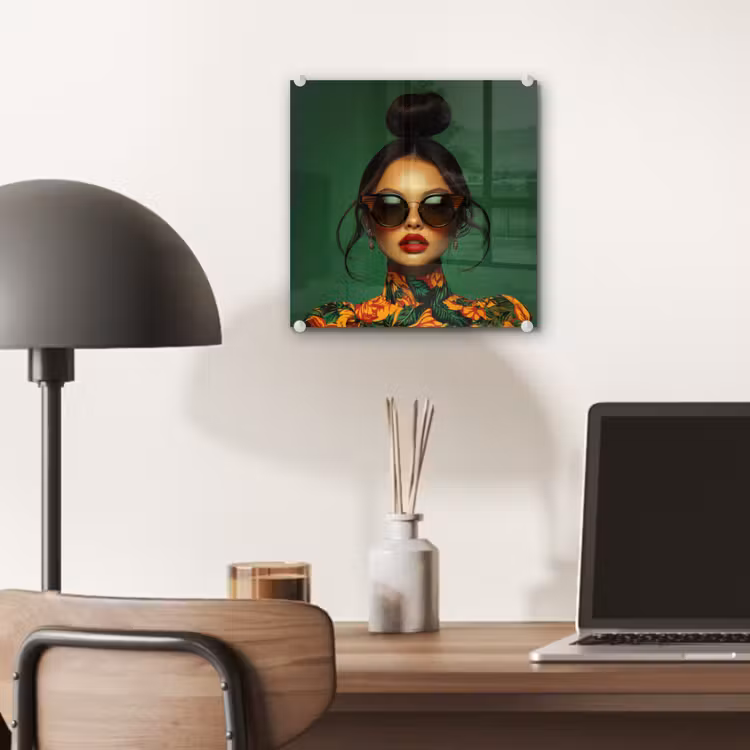Vrouw - Groen - Modern - Bril - Abstract plexiglas 5mm klein -sfeer6