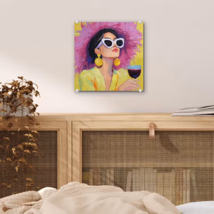 Vrouw - Hoed - Paars - Wijn plexiglas 5mm klein -sfeer4