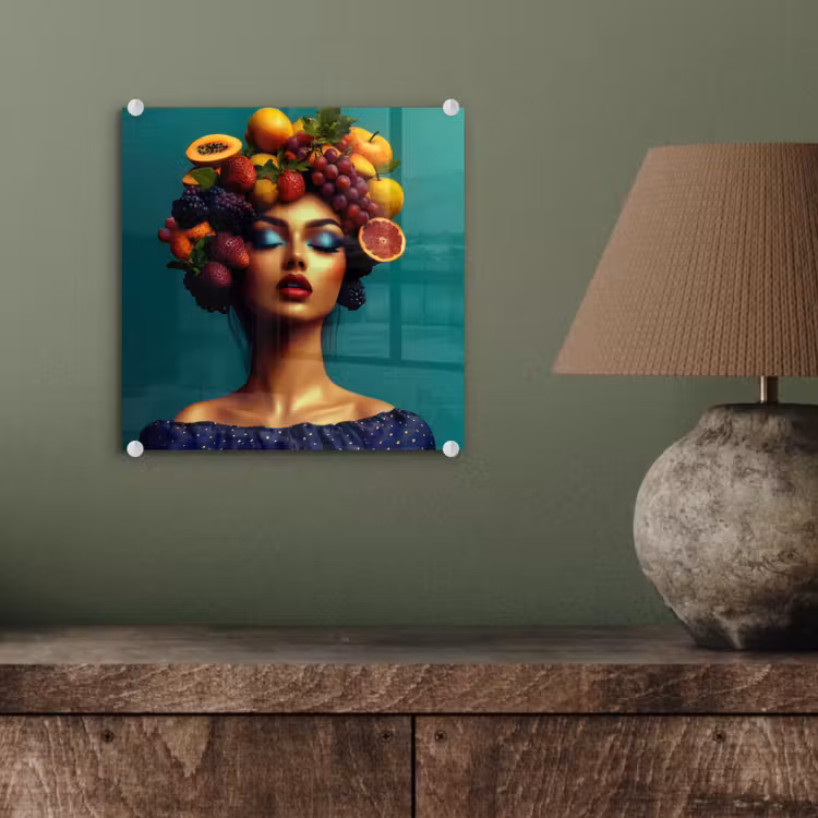 Vrouw - Hoodtooi - Tropisch - Fruit - Druiven plexiglas 5mm klein -sfeer3
