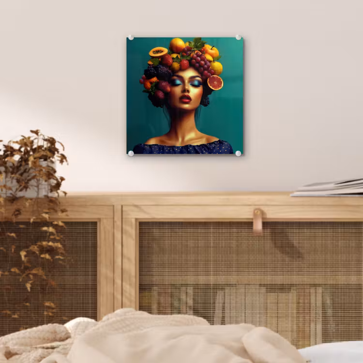 Vrouw - Hoodtooi - Tropisch - Fruit - Druiven plexiglas 5mm klein -sfeer4