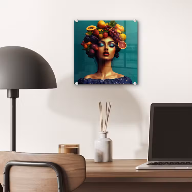 Vrouw - Hoodtooi - Tropisch - Fruit - Druiven plexiglas 5mm klein -sfeer6