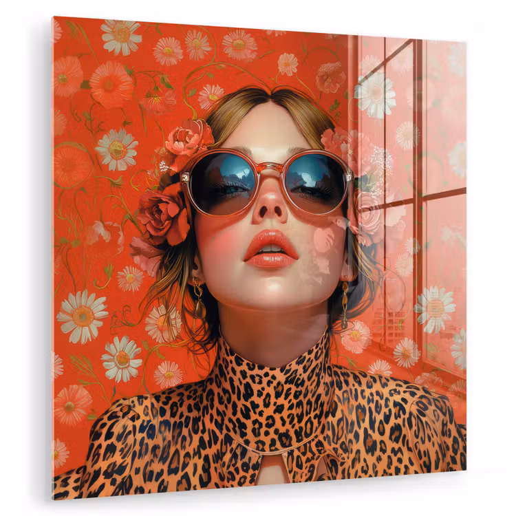Vrouw - Kleurrijk - Dierenprint - Bloemen plexiglas 5mm klein -zzzproduct_nieuw