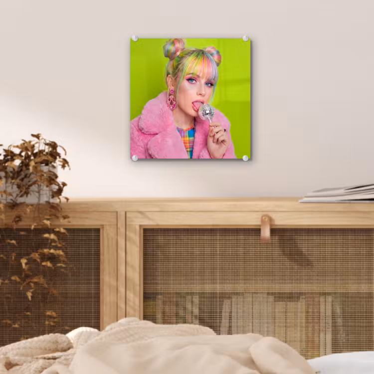 Vrouw - Kleurrijk haar - Pop art - Modern - Levendig plexiglas 5mm klein -sfeer4