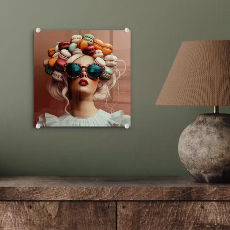 Vrouw - Macarons - Bril plexiglas 5mm klein -sfeer3