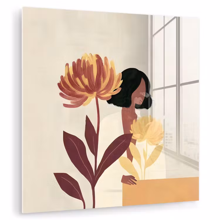 Vrouw - Minimalistisch - Bloem plexiglas 5mm klein -zzzproduct_nieuw
