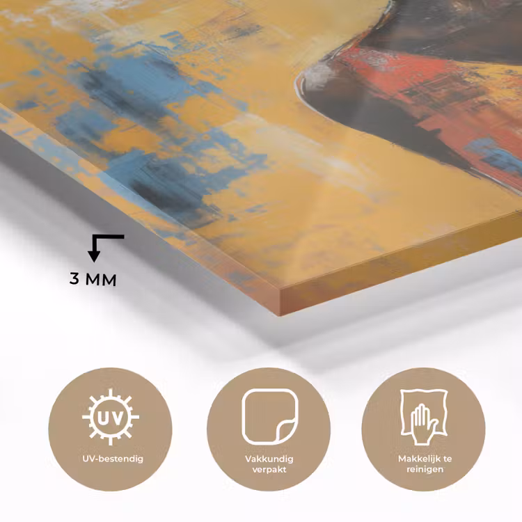 Vrouw - Ogen - Penseelstreken - Geel plexiglas 5mm klein -sfeer2