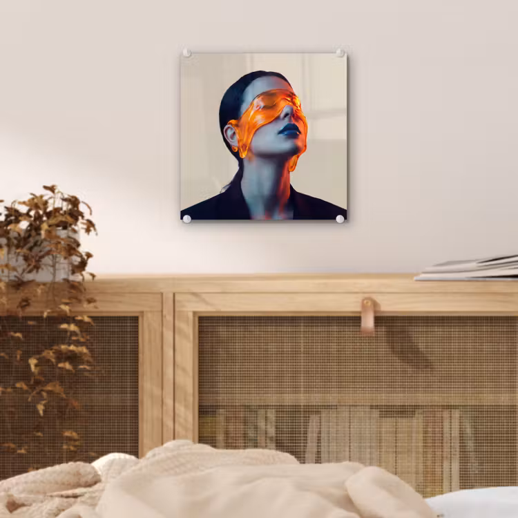 Vrouw - Oranje - Abstract - Modern - Kleurrijk plexiglas 5mm klein -sfeer4
