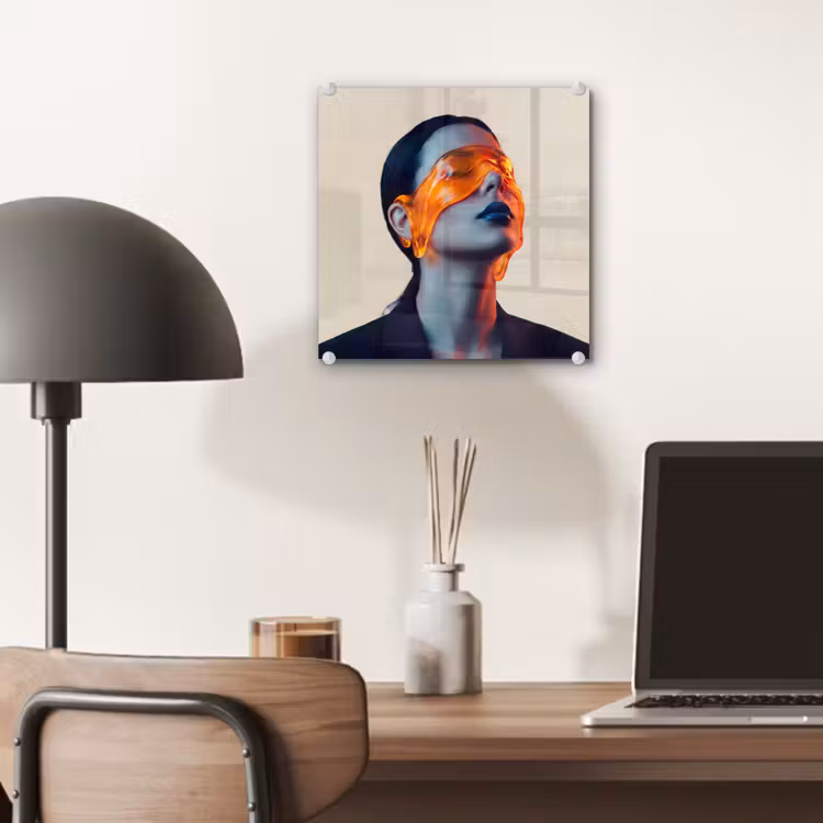 Vrouw - Oranje - Abstract - Modern - Kleurrijk plexiglas 5mm klein -sfeer6