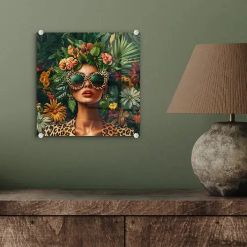 Vrouw - Panterprint - Jungle - Natuur - Luxe plexiglas 5mm klein -sfeer3