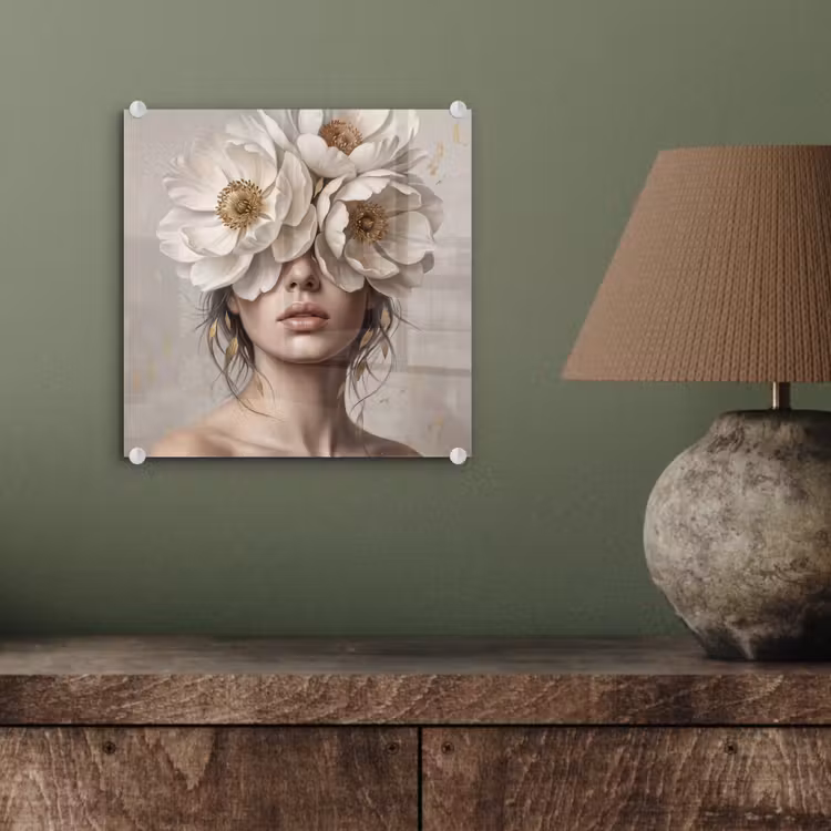 Vrouw - Pioenroos - Wit plexiglas 5mm klein -sfeer3
