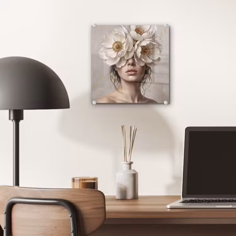 Vrouw - Pioenroos - Wit plexiglas 5mm klein -sfeer6