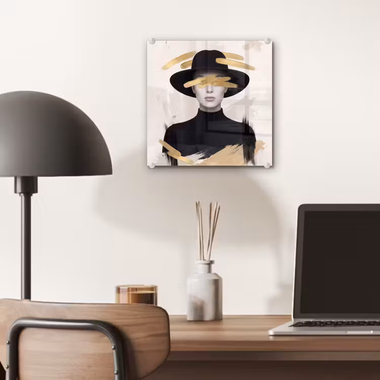 Vrouw - Portret - Modern - Goud - Kunst plexiglas 5mm klein -sfeer6