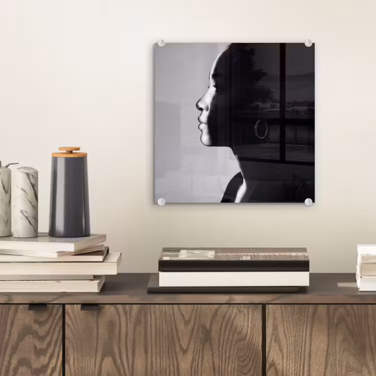 Vrouw - Profiel - Mensen - Zwart-wit plexiglas 5mm klein -sfeer1