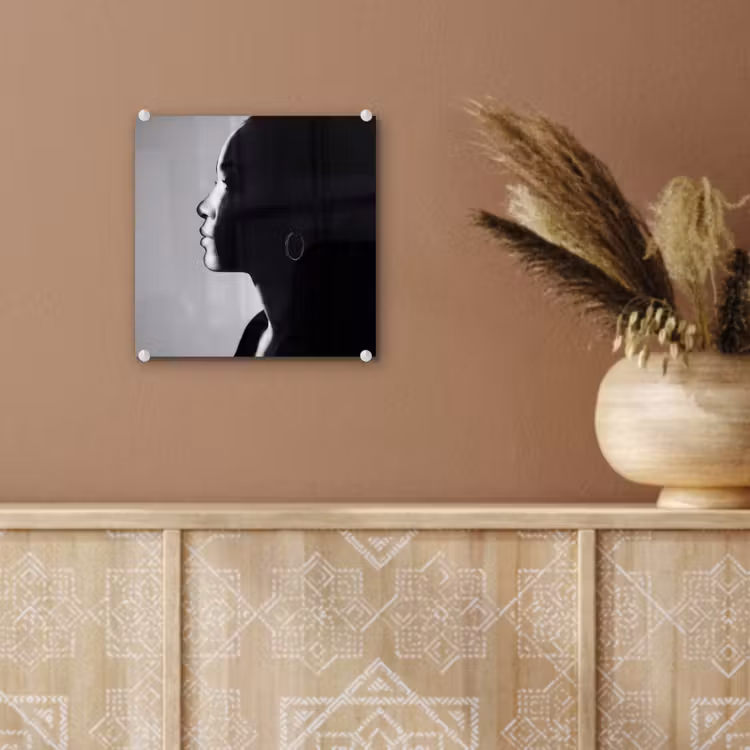 Vrouw - Profiel - Mensen - Zwart-wit plexiglas 5mm klein -sfeer5