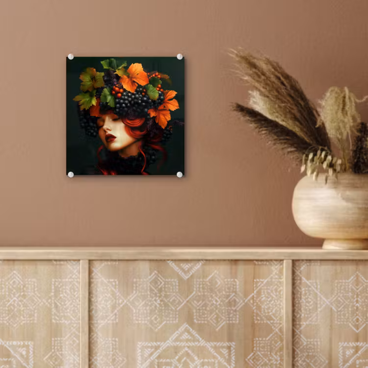 Vrouw - Rood - Groen - Druiven plexiglas 5mm klein -sfeer5