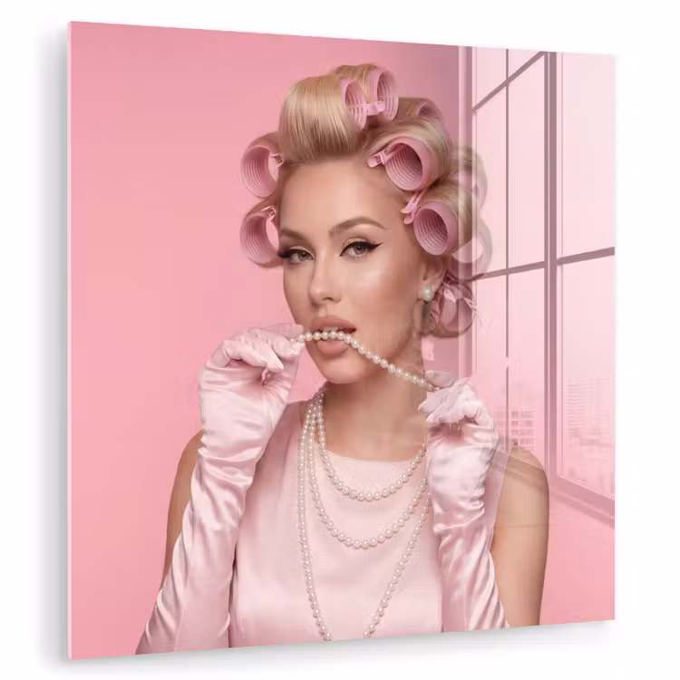 Vrouw - Roze - Parelketting - Krulspelden plexiglas 5mm klein -zzzproduct_nieuw