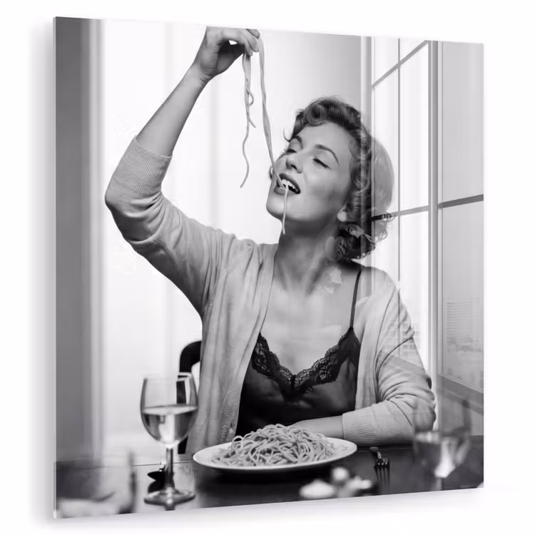 Vrouw - Spaghetti - Zwart - Wit plexiglas 5mm klein -zzzproduct_nieuw