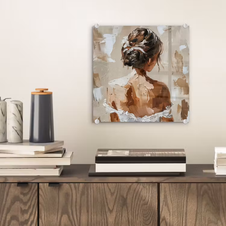 Vrouw - Verf - Abstract - Beige - Modern plexiglas 5mm klein -sfeer1