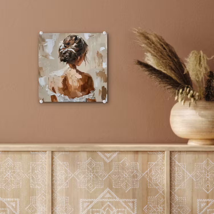Vrouw - Verf - Abstract - Beige - Modern plexiglas 5mm klein -sfeer5
