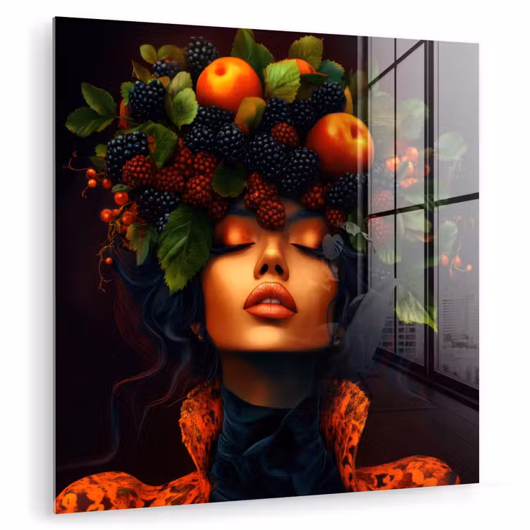 Vrouw - Zwart - Bessen - Bramen - Appels plexiglas 5mm klein -zzzproduct_nieuw