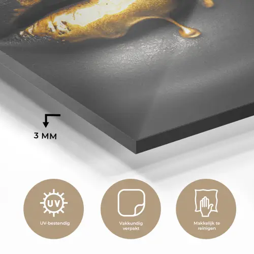 Vrouw - Zwart - Goud - Gezicht - Lippen plexiglas 5mm klein -sfeer2