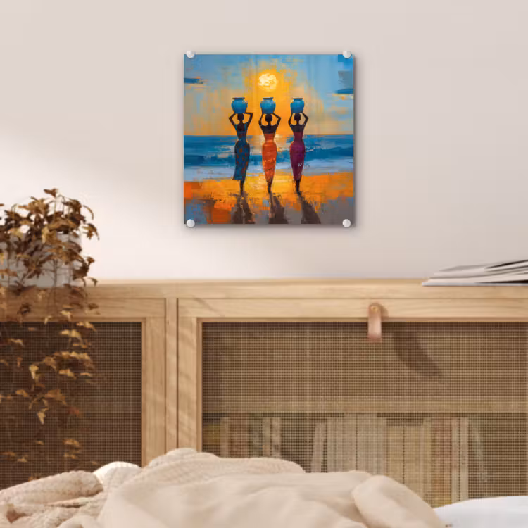 Vrouwen - Strand - Zondsondergang plexiglas 5mm klein -sfeer4