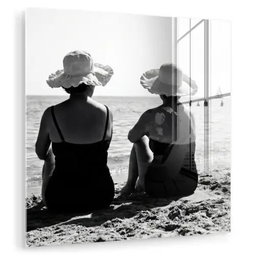 Vrouwen - Zonnehoed - Strand - Zwart - Wit plexiglas 5mm klein -zzzproduct_nieuw