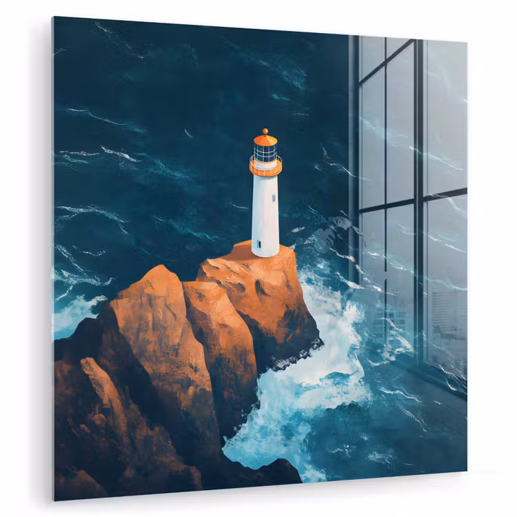 Vuurtoren - Rots - Zee - Golven plexiglas 5mm klein -zzzproduct_nieuw