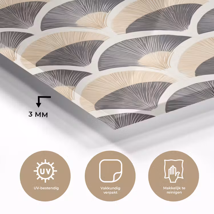Waaier - Patroon - Zwart - Beige plexiglas 5mm klein 11 -sfeer2